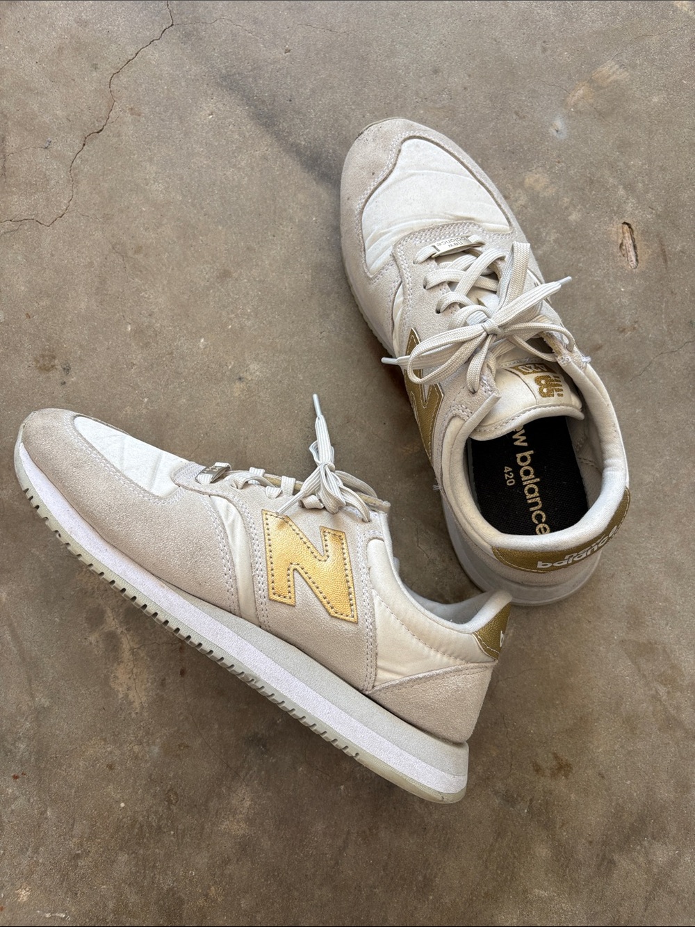 New Balance Women's Sneakers in Beige with Gold 'N' Accent